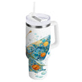 40 oz Insulated Stainless Steel Tumbler Double Wall Stainless Steel Tumbler with 2-Way Drinking Intricately Butterfly - 5PF6