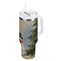 40 oz Insulated Stainless Steel Tumbler Double Wall Stainless Steel Tumbler with 2-Way Drinking Moody Snowman Couple - 3REN