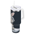 40 oz Insulated Stainless Steel Tumbler Double Wall Stainless Steel Tumbler with 2-Way Drinking Rabbit in A Space - N3QF
