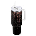 40 oz Insulated Stainless Steel Tumbler Double Wall Stainless Steel Tumbler with 2-Way Drinking Rose Gold Glitter - 8XAA