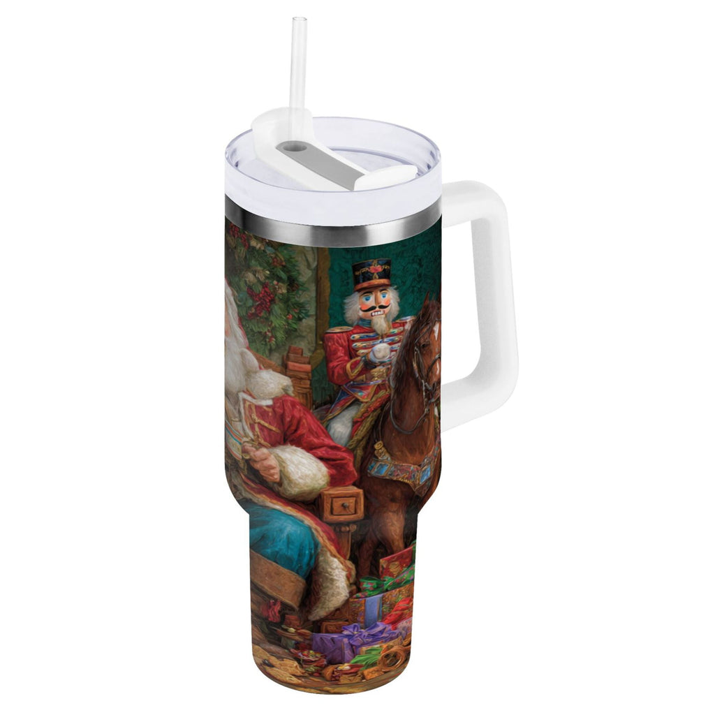 40 oz Insulated Stainless Steel Tumbler Double Wall Stainless Steel Tumbler with 2-Way Drinking Santa Eating Cookies - 29XB
