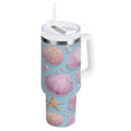40 oz Insulated Stainless Steel Tumbler Double Wall Stainless Steel Tumbler with 2-Way Drinking Seashells and Pearls Pattern - 9BS2
