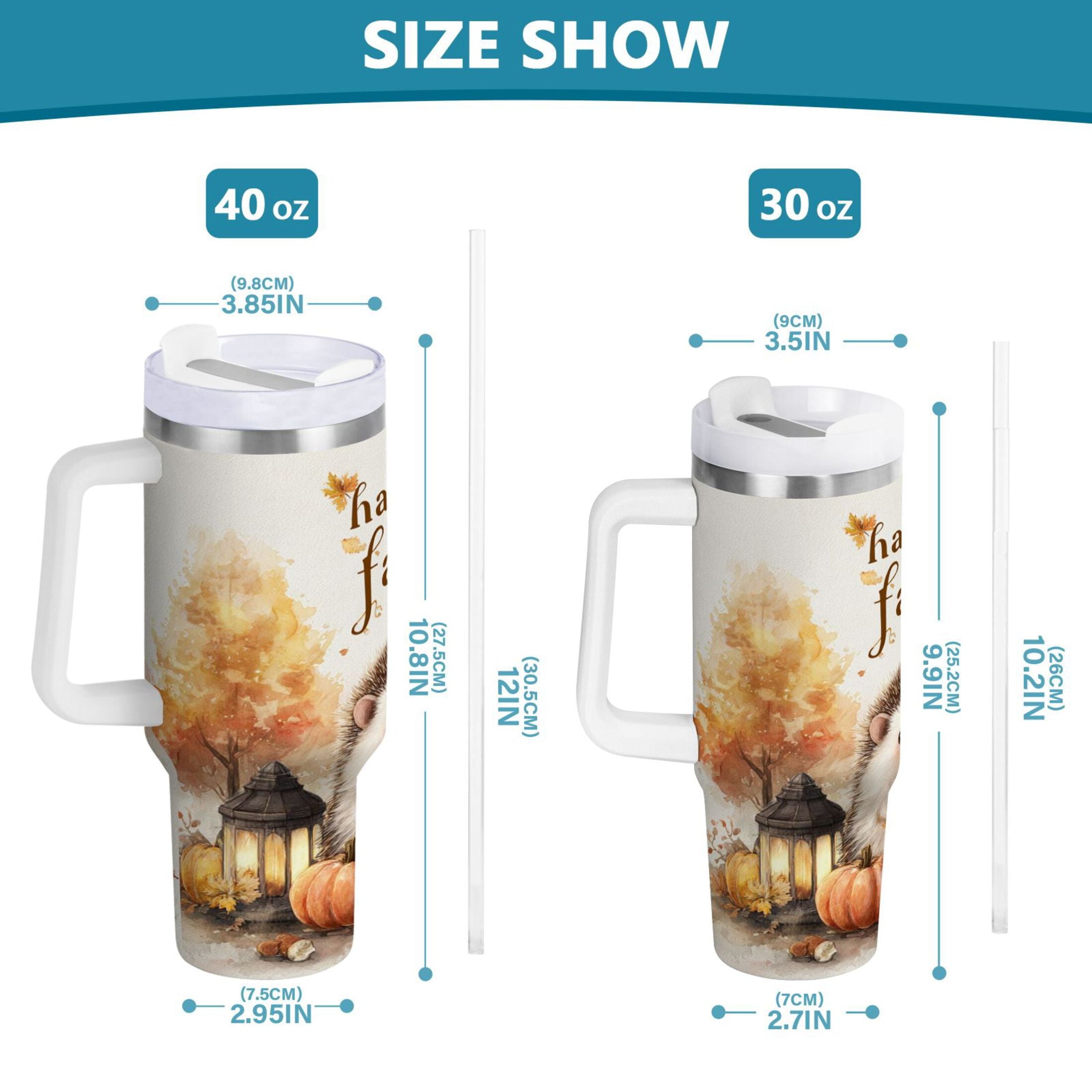 30 oz Insulated Stainless Steel Tumbler Double Wall Stainless Steel Tumbler with 2-Way Drinking Cute Little Hedgehog - L9YJ
