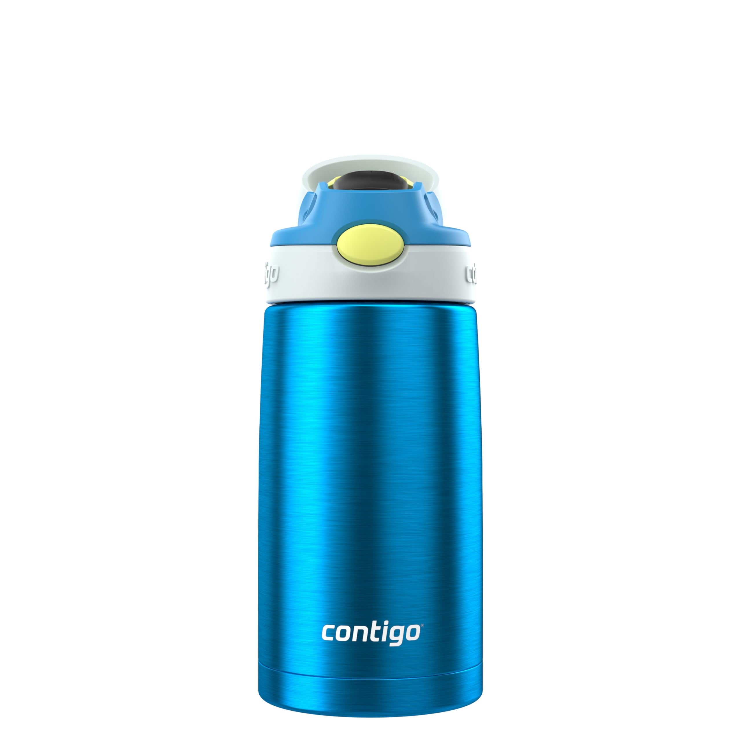 Kids Water Bottle with Straw 13 oz Autospout, Easy Clean Lid, Pop Up Spill Proof Valve, Durable BPA Free Plastic, for School Sports Travel, Blue - YNS8