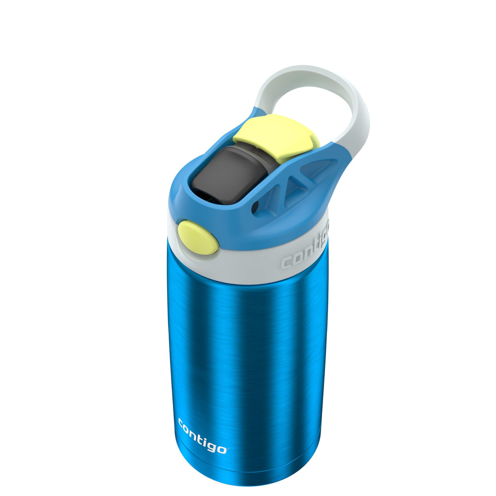 Kids Water Bottle with Straw 13 oz Autospout, Easy Clean Lid, Pop Up Spill Proof Valve, Durable BPA Free Plastic, for School Sports Travel, Blue - YNS8