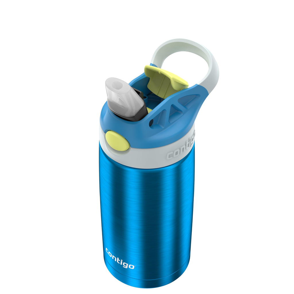 Kids Water Bottle with Straw 13 oz Autospout, Easy Clean Lid, Pop Up Spill Proof Valve, Durable BPA Free Plastic, for School Sports Travel, Blue - YNS8