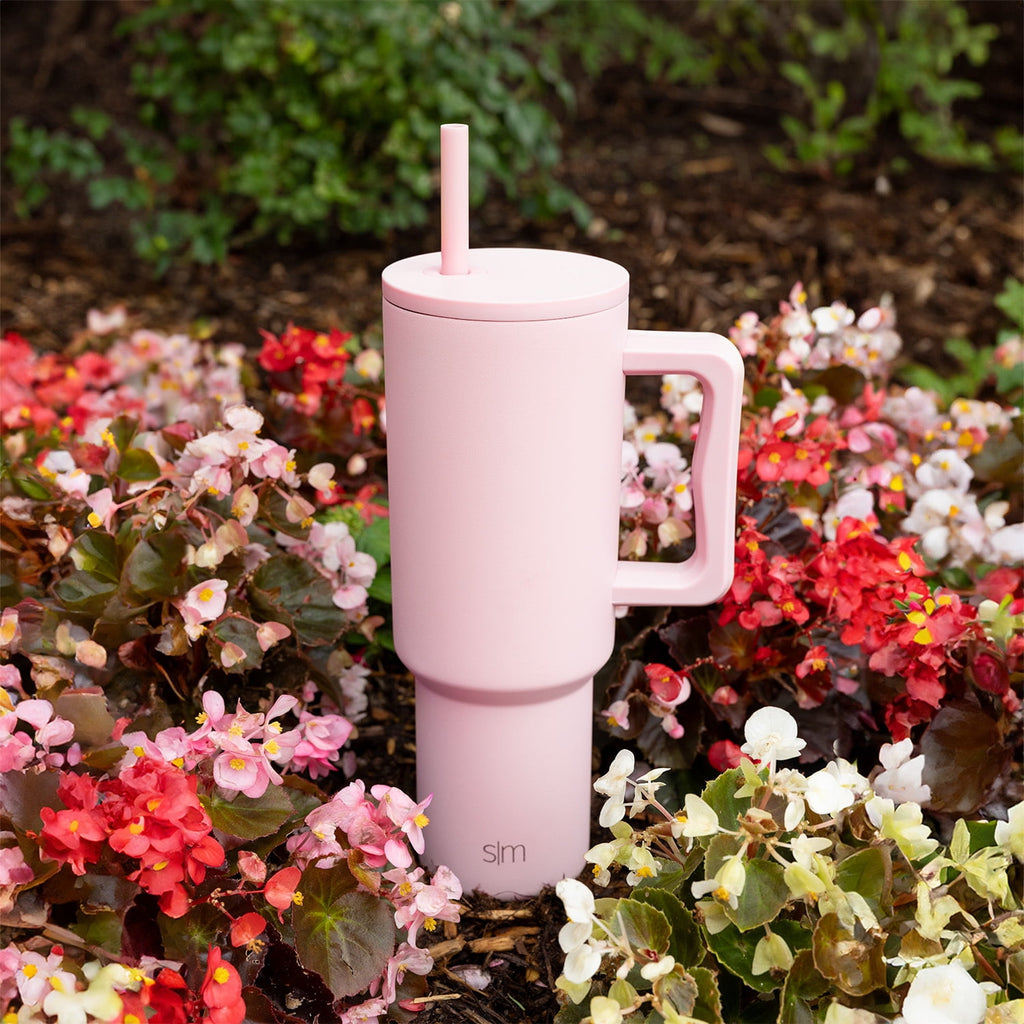 Simple Modern 40 fl oz Insulated Stainless Steel Trek Tumbler with Straw Lid | Blush - 9KRF