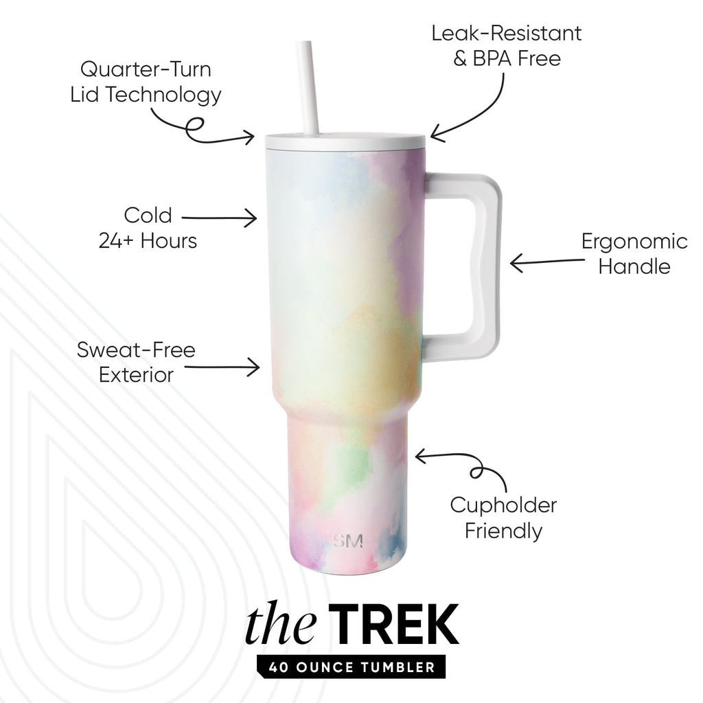 Simple Modern 40 fl oz Insulated Stainless Steel Trek Tumbler with Straw Lid | Blush - 9KRF