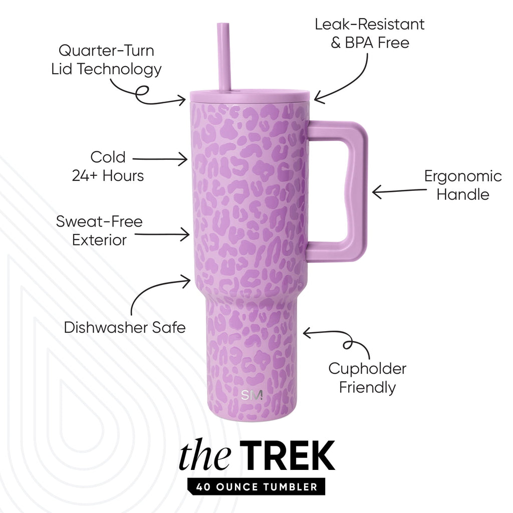 Simple Modern 40 fl oz Insulated Stainless Steel Trek Tumbler with Straw Lid | Blush - 9KRF