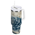 40 oz Insulated Stainless Steel Tumbler Double Wall Stainless Steel Tumbler with 2-Way Drinking Blue Flower with Butterflies - DSPG