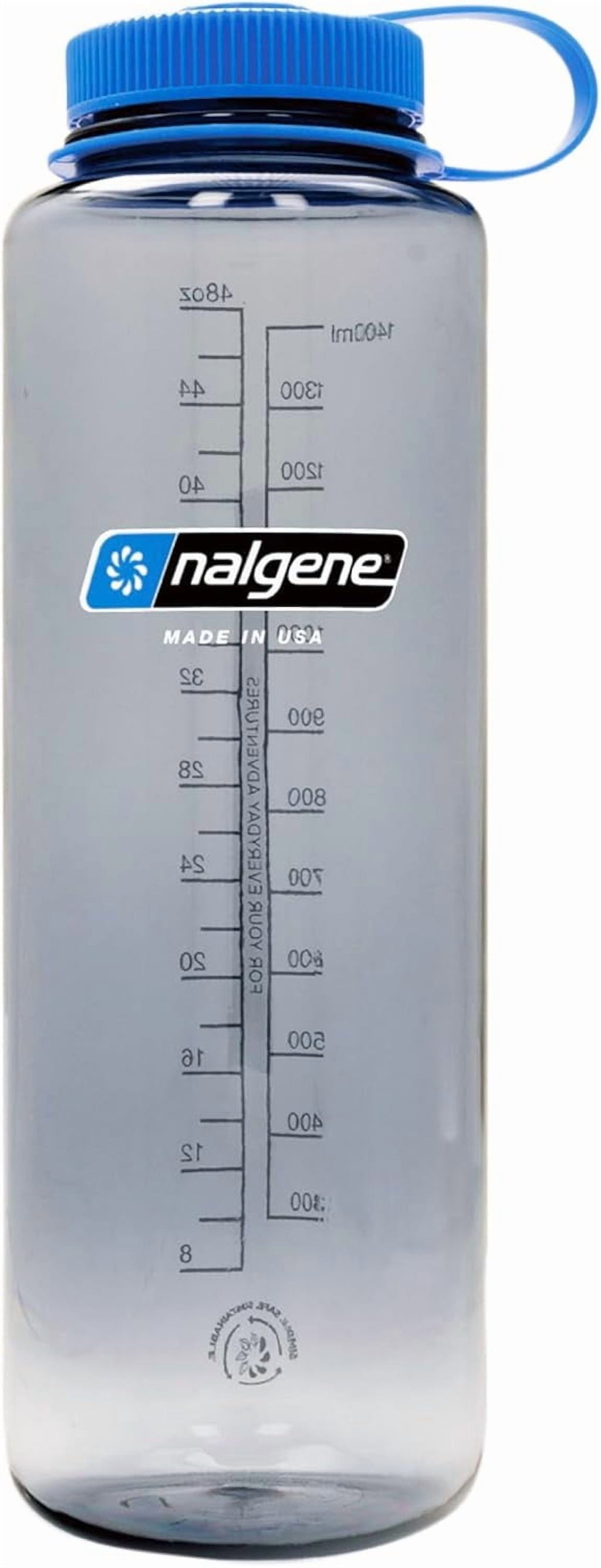 Nalgene Sustain Tritan BPA-Free Water Made with Material Derived from 50% Plastic Waste (using ISCC certified mass balance), 48 OZ, Wide Mouth, Cerulean - WZ43