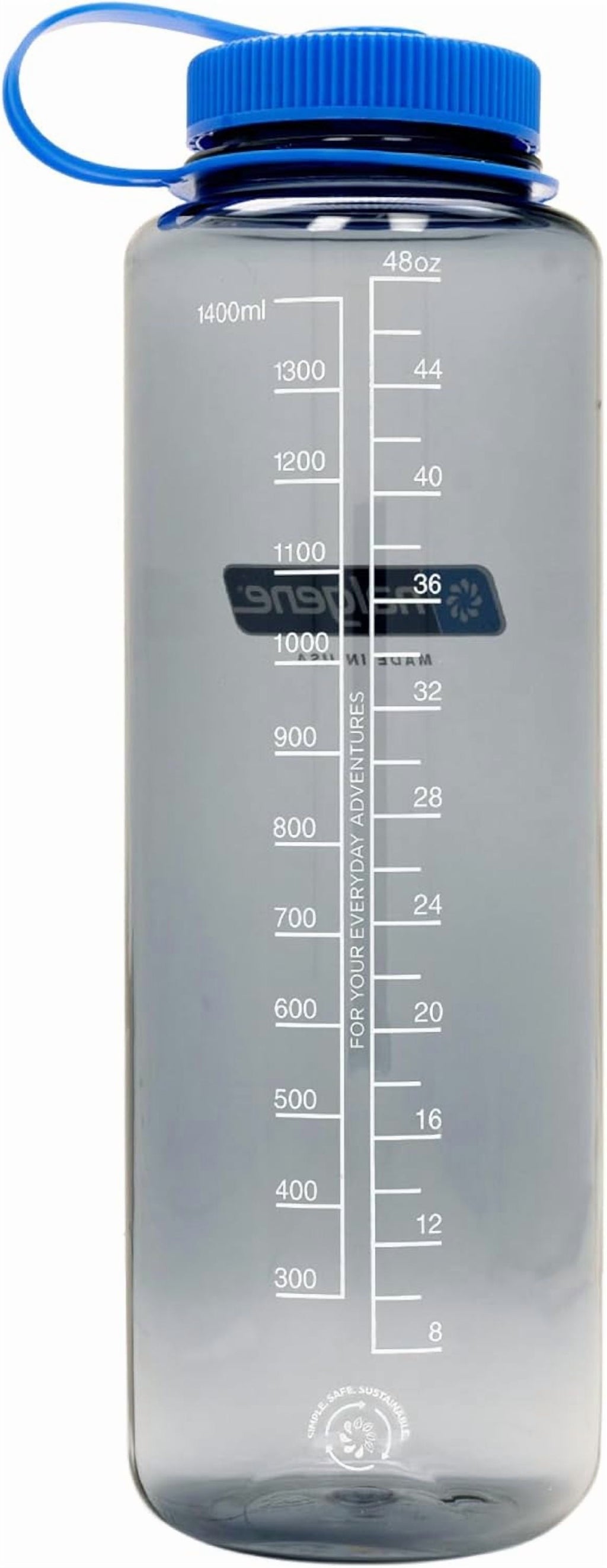 Nalgene Sustain Tritan BPA-Free Water Made with Material Derived from 50% Plastic Waste (using ISCC certified mass balance), 48 OZ, Wide Mouth, Cerulean - WZ43