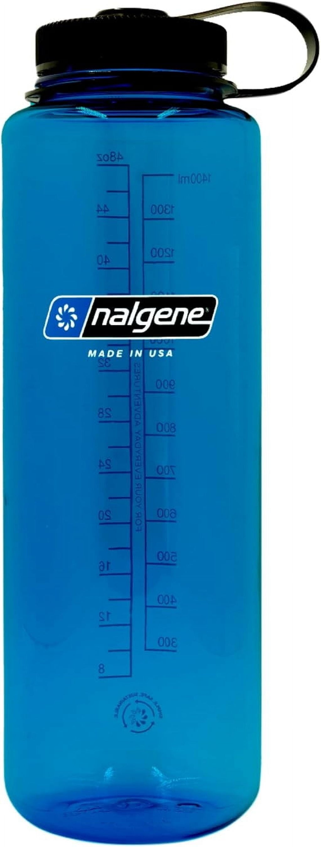Nalgene Sustain Tritan BPA-Free Water Made with Material Derived from 50% Plastic Waste (using ISCC certified mass balance), 48 OZ, Wide Mouth, Cerulean - WZ43