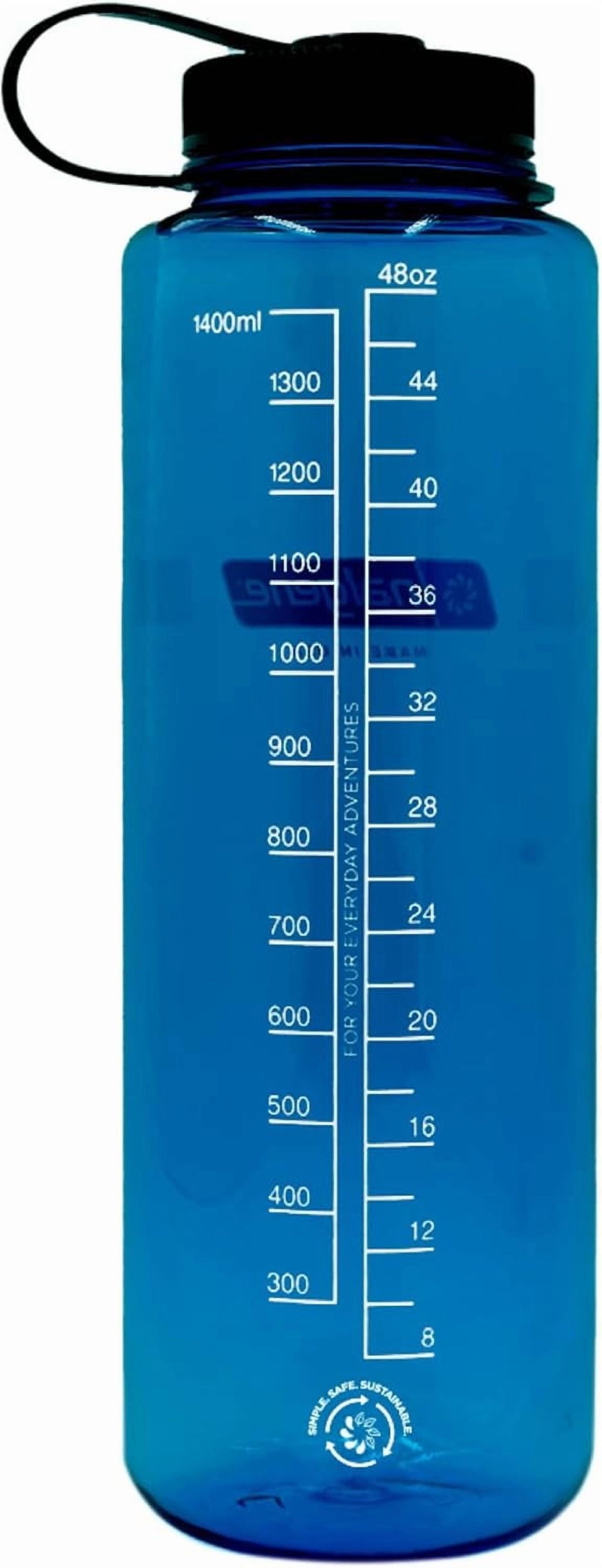 Nalgene Sustain Tritan BPA-Free Water Made with Material Derived from 50% Plastic Waste (using ISCC certified mass balance), 48 OZ, Wide Mouth, Cerulean - WZ43