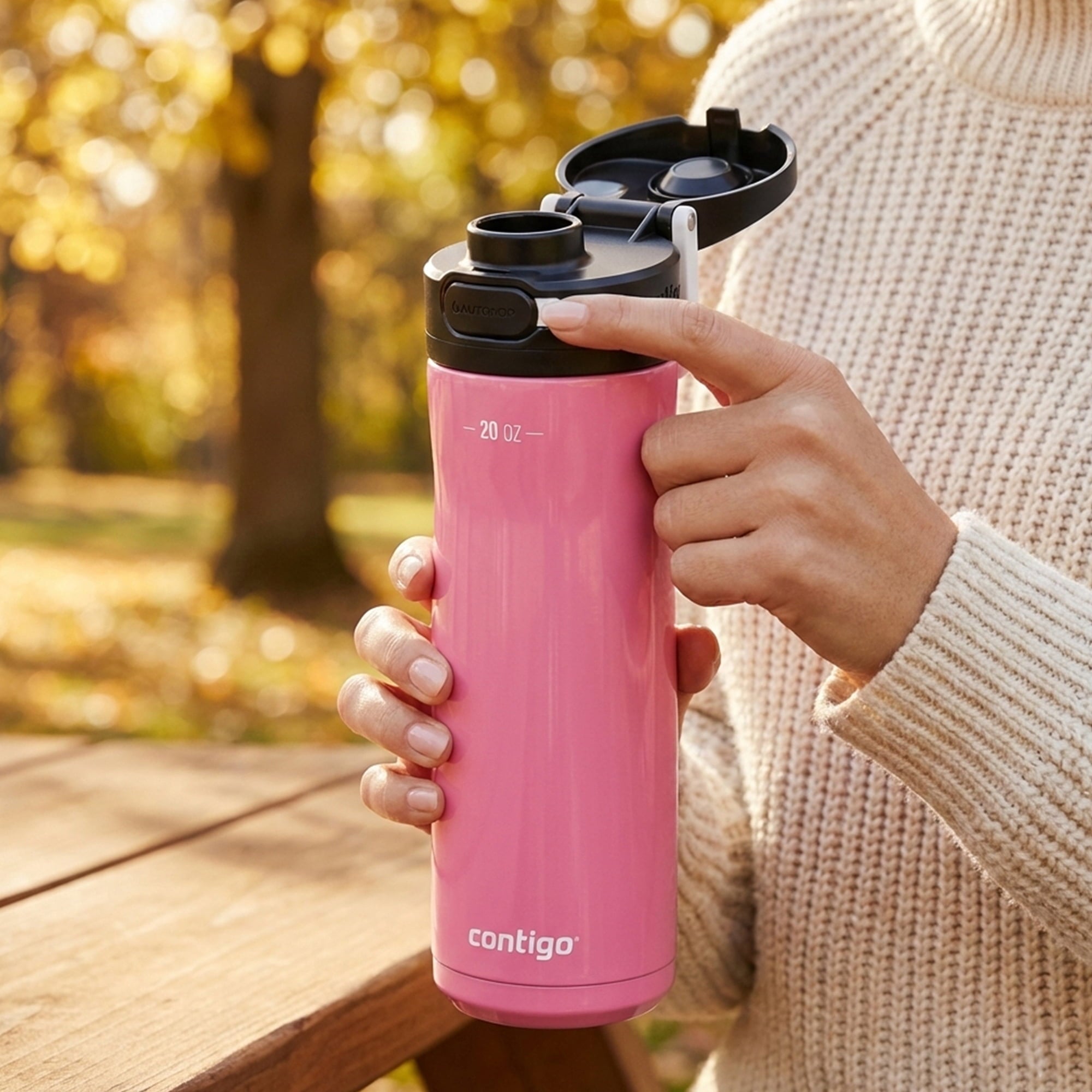 Contigo Jackson Chill 2.0 Stainless Steel Water Bottle with AUTOPOP Lid, 20 Ounces, Azalea - H3GN