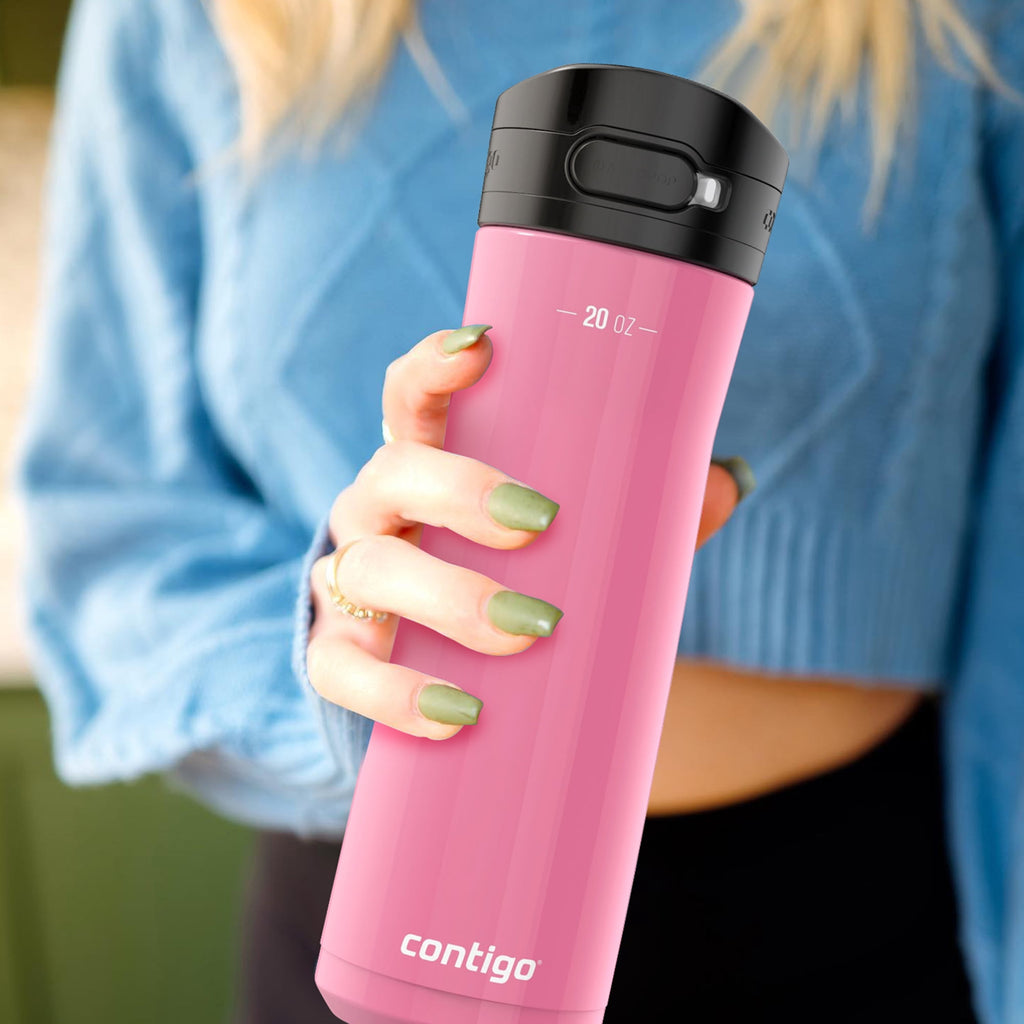 Contigo Jackson Chill 2.0 Stainless Steel Water Bottle with AUTOPOP Lid, 20 Ounces, Azalea - H3GN