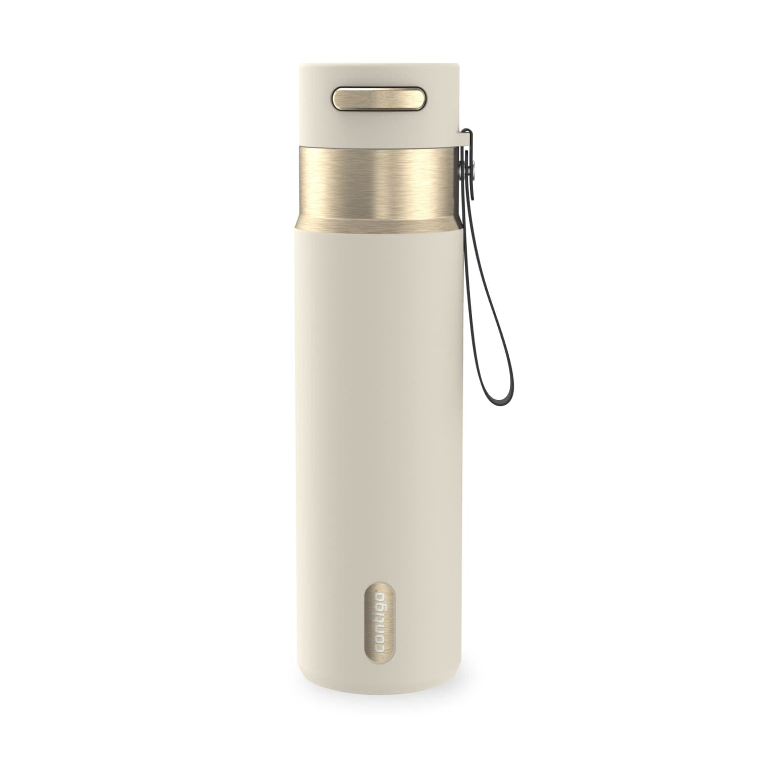 Contigo AutoSeal Leakproof Stainless Steel Reusable Water Bottle Tumbler with Carrying Strap, Cream/Champagne, 24 oz - MHSJ