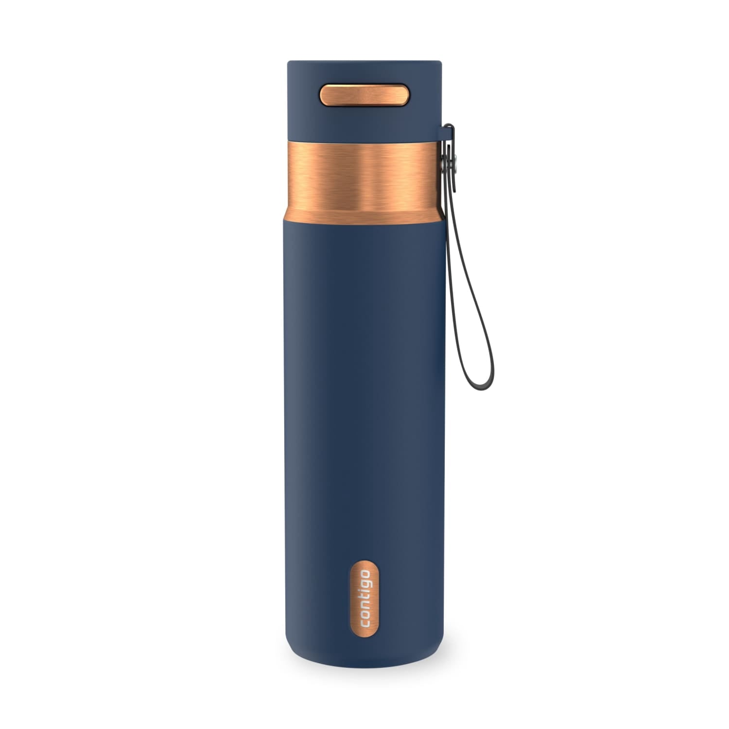 Contigo AutoSeal Leakproof Stainless Steel Reusable Water Bottle Tumbler with Carrying Strap, Cream/Champagne, 24 oz - MHSJ