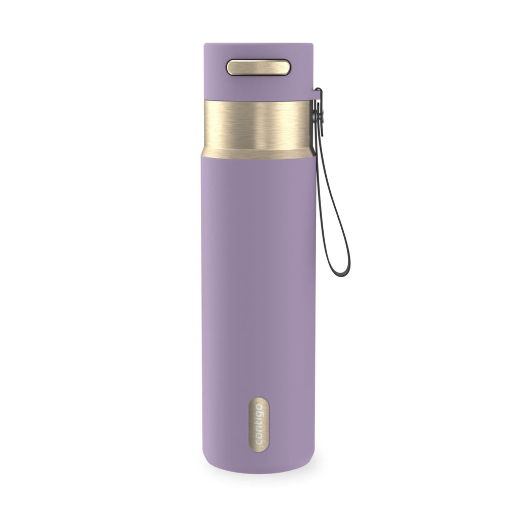 Contigo AutoSeal Leakproof Stainless Steel Reusable Water Bottle Tumbler with Carrying Strap, Cream/Champagne, 24 oz - MHSJ