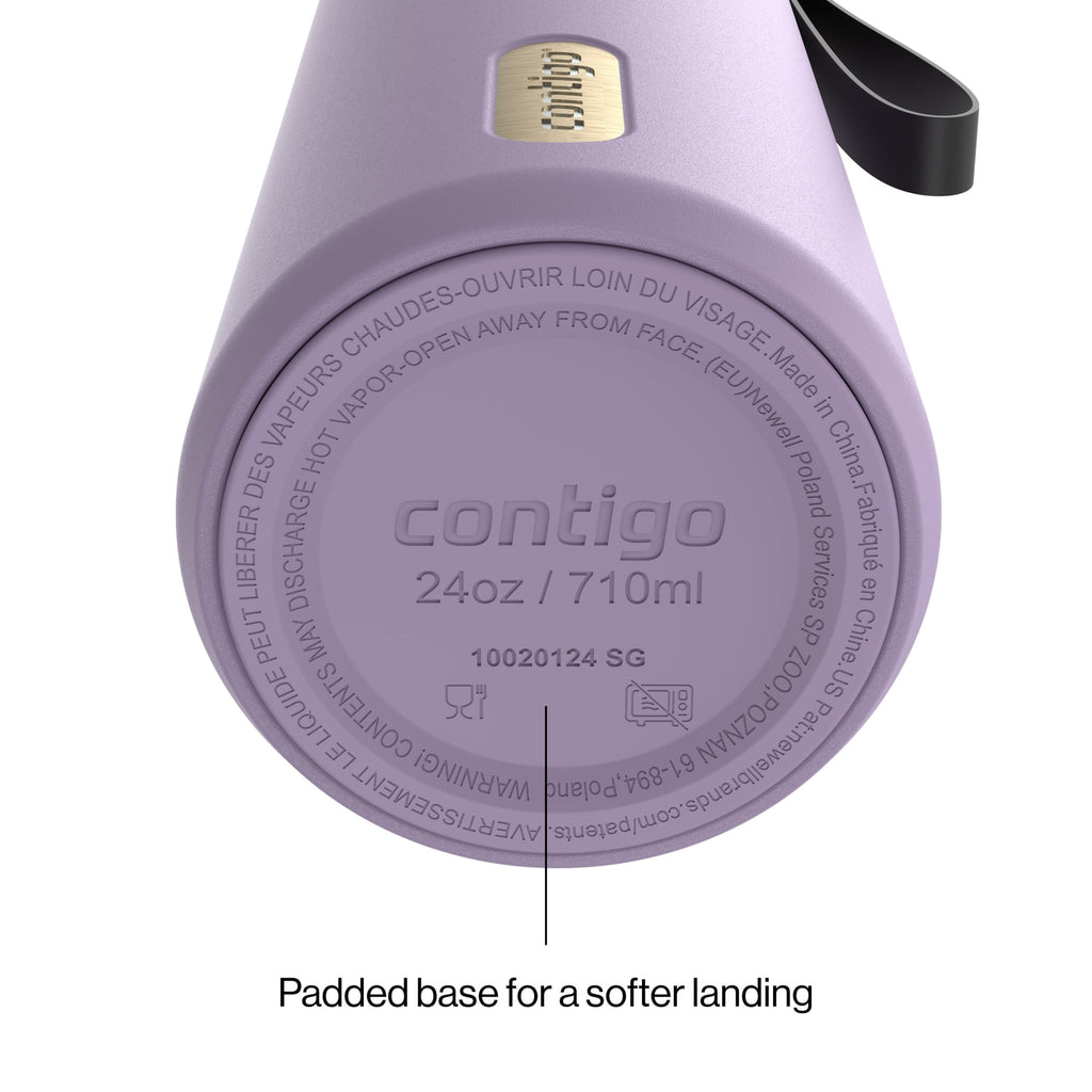 Contigo AutoSeal Leakproof Stainless Steel Reusable Water Bottle Tumbler with Carrying Strap, Cream/Champagne, 24 oz - MHSJ