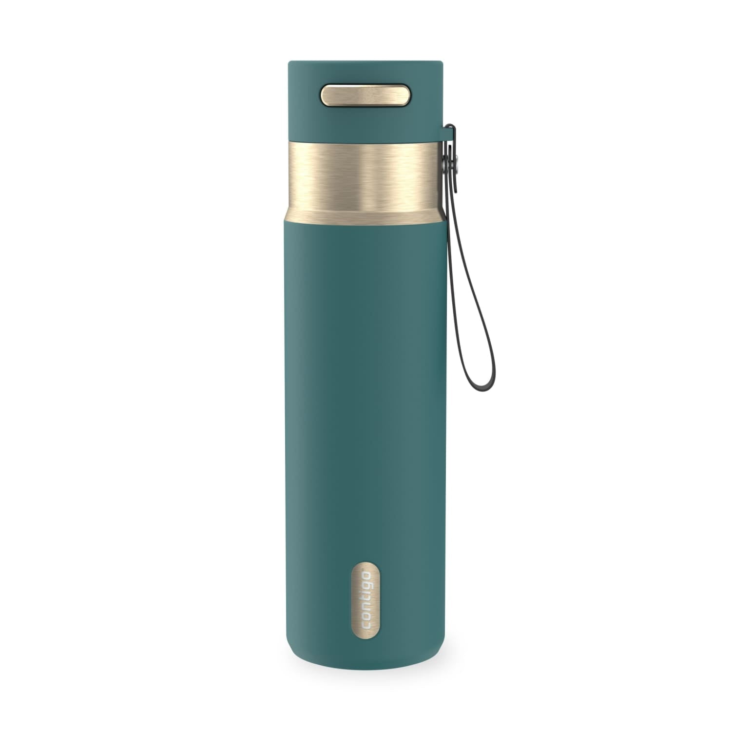 Contigo AutoSeal Leakproof Stainless Steel Reusable Water Bottle Tumbler with Carrying Strap, Cream/Champagne, 24 oz - MHSJ