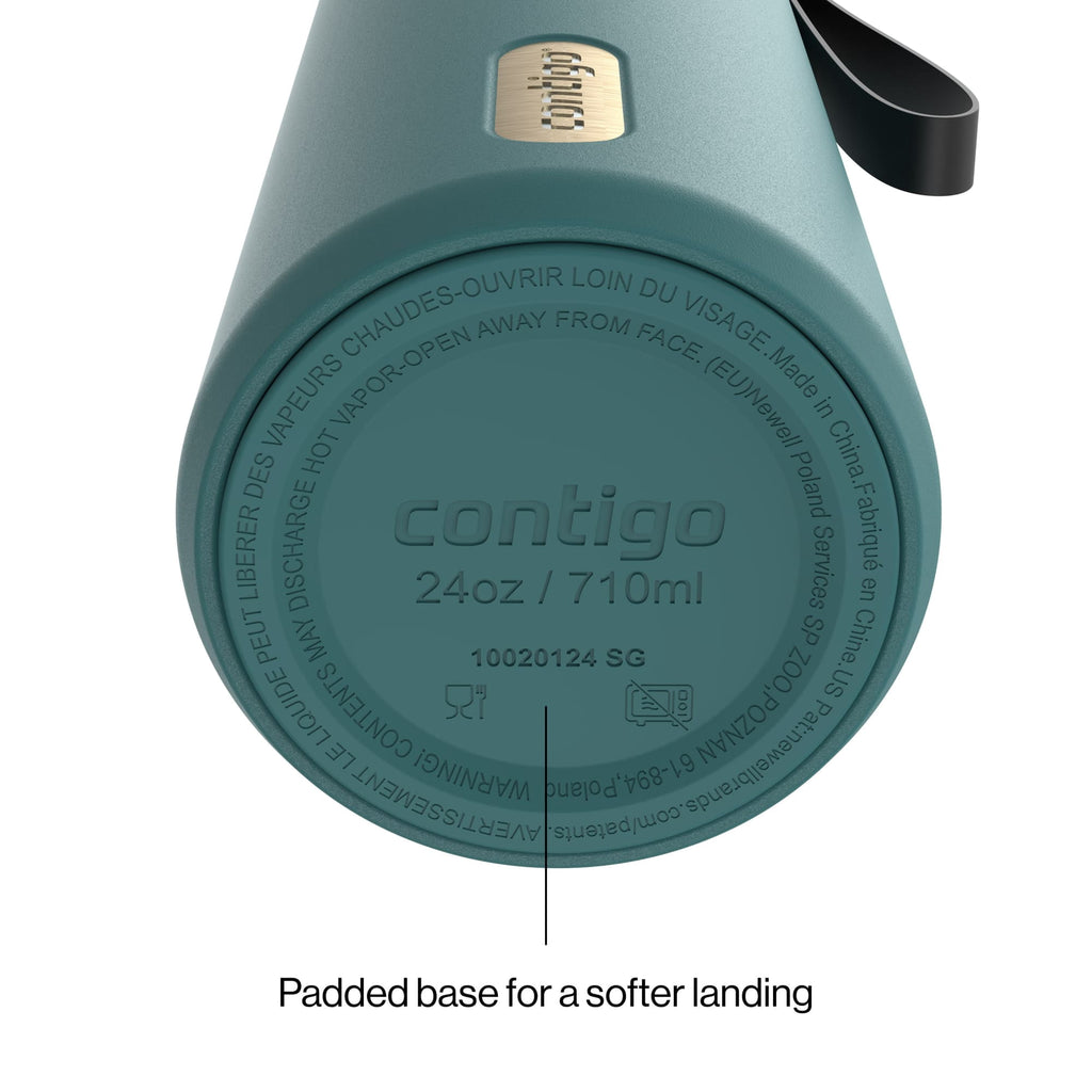 Contigo AutoSeal Leakproof Stainless Steel Reusable Water Bottle Tumbler with Carrying Strap, Cream/Champagne, 24 oz - MHSJ
