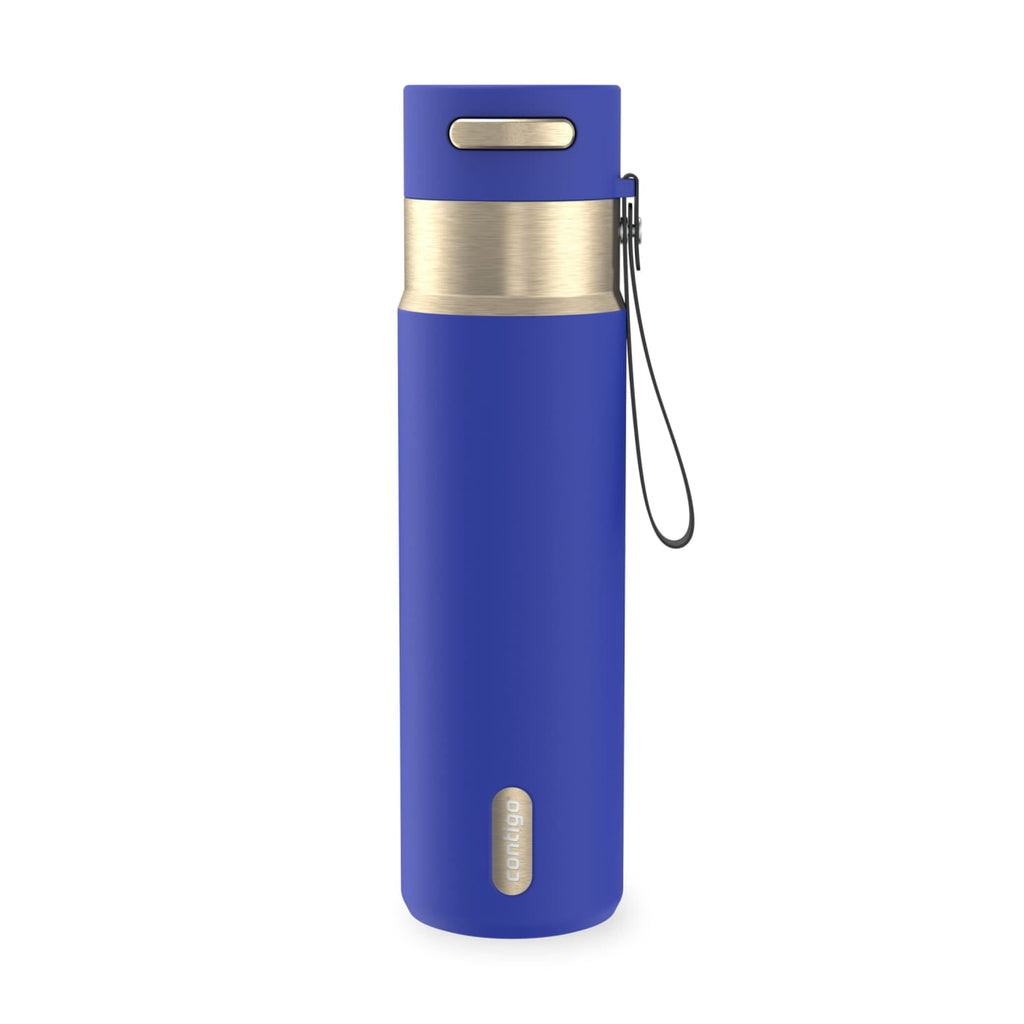 Contigo AutoSeal Leakproof Stainless Steel Reusable Water Bottle Tumbler with Carrying Strap, Cream/Champagne, 24 oz - MHSJ
