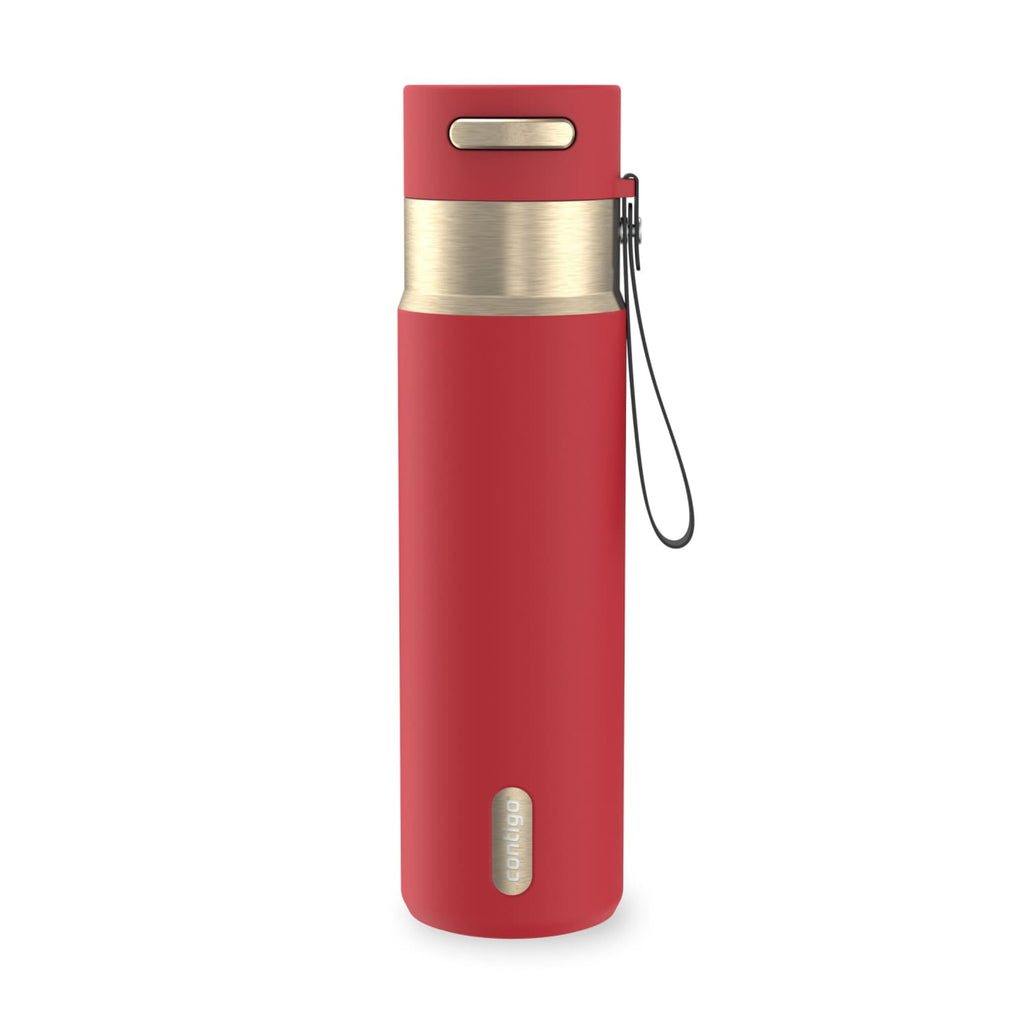 Contigo AutoSeal Leakproof Stainless Steel Reusable Water Bottle Tumbler with Carrying Strap, Cream/Champagne, 24 oz - MHSJ