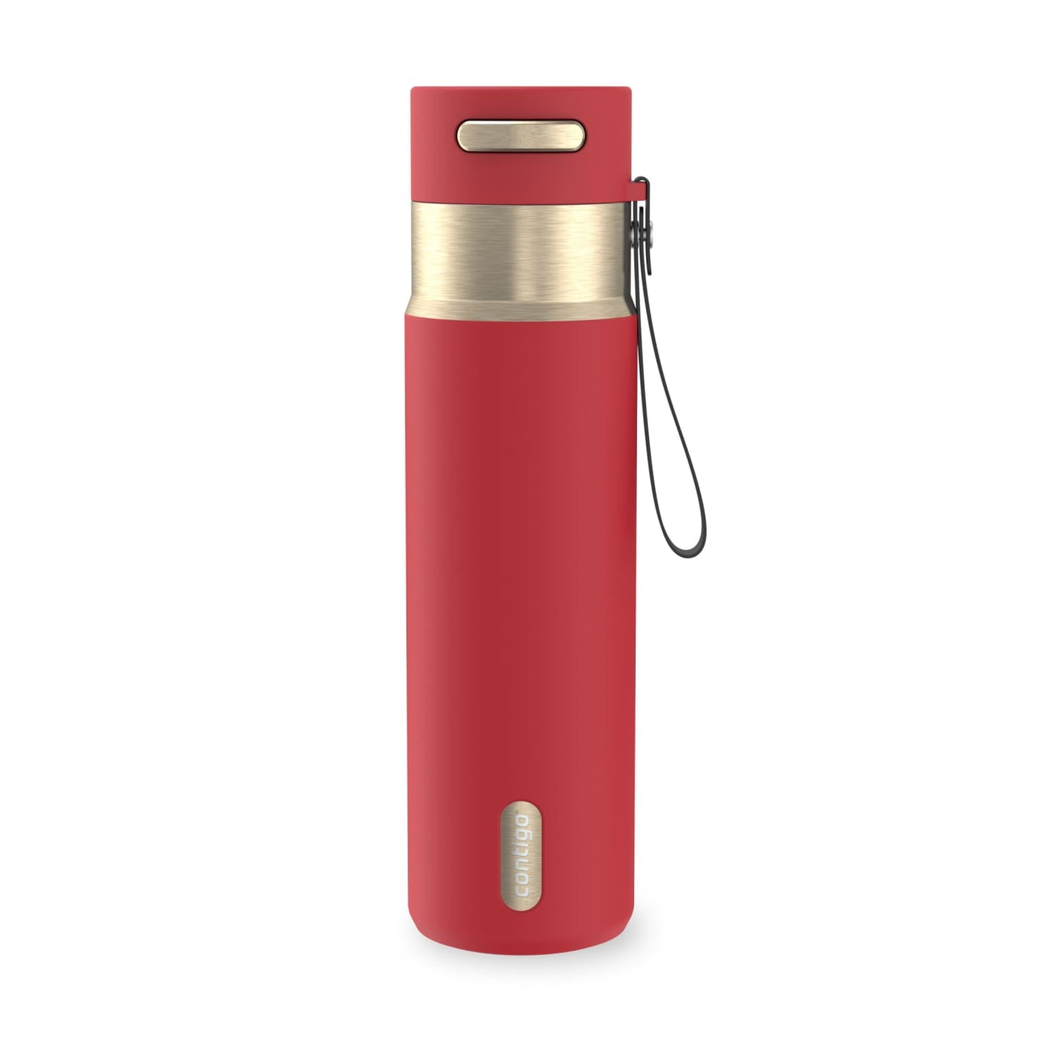 Contigo AutoSeal Leakproof Stainless Steel Reusable Water Bottle Tumbler with Carrying Strap, Cream/Champagne, 24 oz - MHSJ
