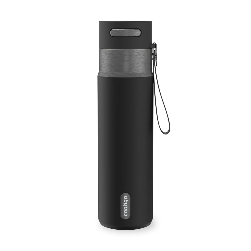 Contigo AutoSeal Leakproof Stainless Steel Reusable Water Bottle Tumbler with Carrying Strap, Cream/Champagne, 24 oz - MHSJ