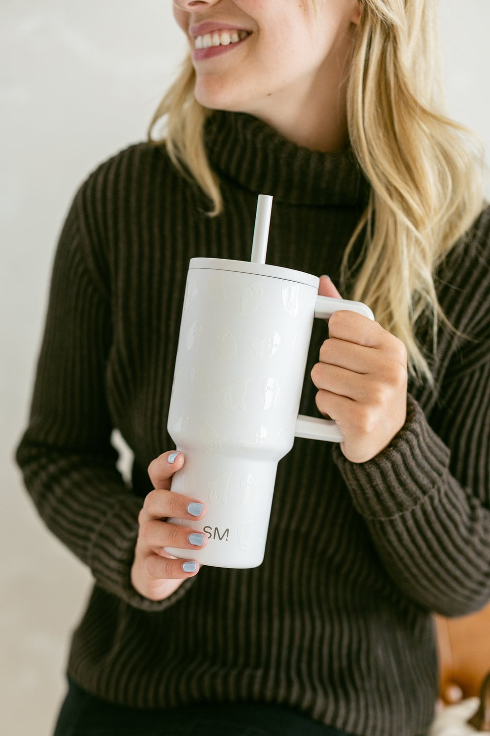 Simple Modern 30 fl oz Insulated Stainless Steel Trek Tumbler with Straw Lid | Seaglass Sage and Cream Checkmate - 2P24