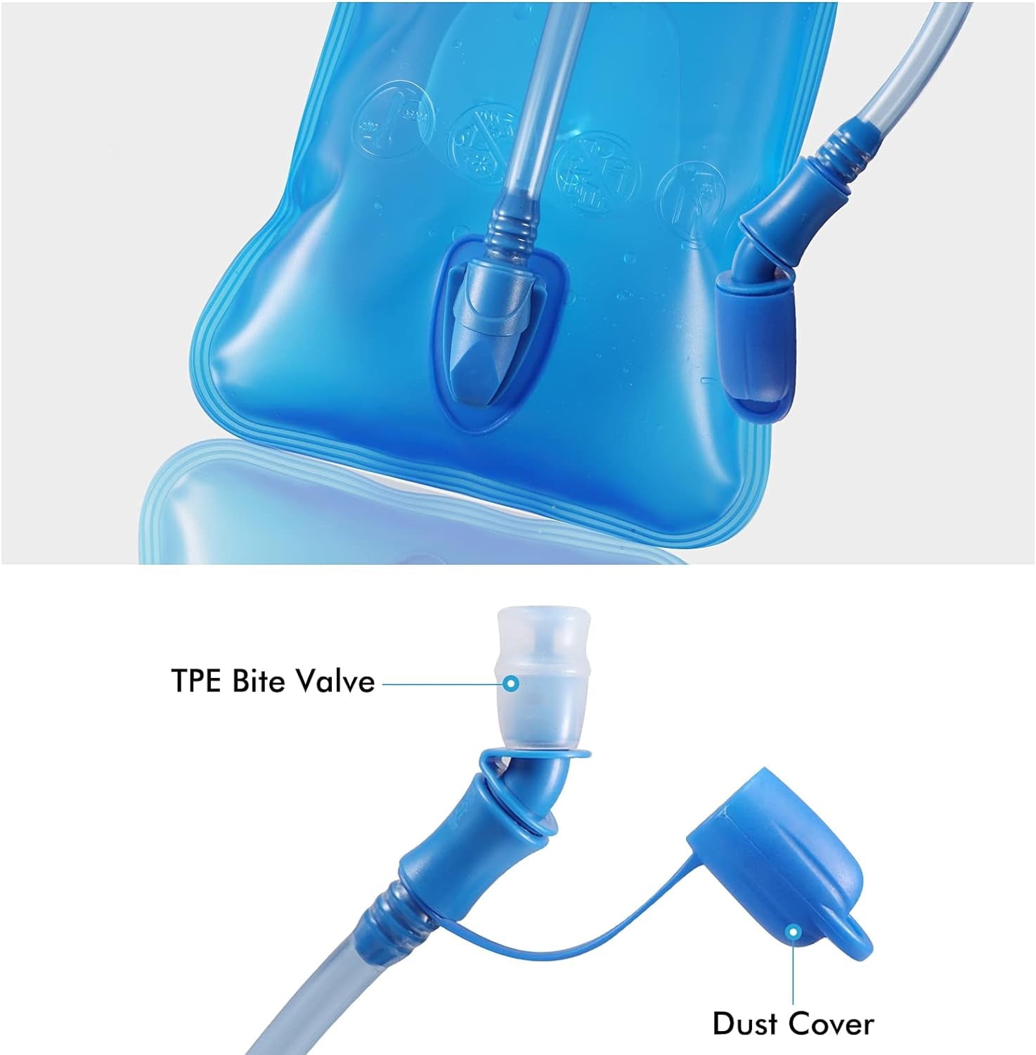 TAGVO Hydration Bladder 2 Liter BPA Free 70oz + Cleaning Brushes Kit, Leakproof Water Bladder Travel Reservoir Hydration Bag, Easy Cleaning by 3 Brushes and Air Drying by Collapsible Frame - 6KC3