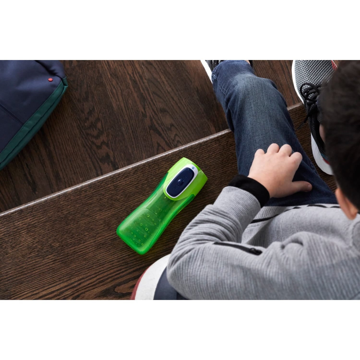 Contigo Kids Trekker Water Bottle with AUTOSEAL Lid Navy Blue and Granny Smith Green, 14 fl oz., 2-pack - U8G6