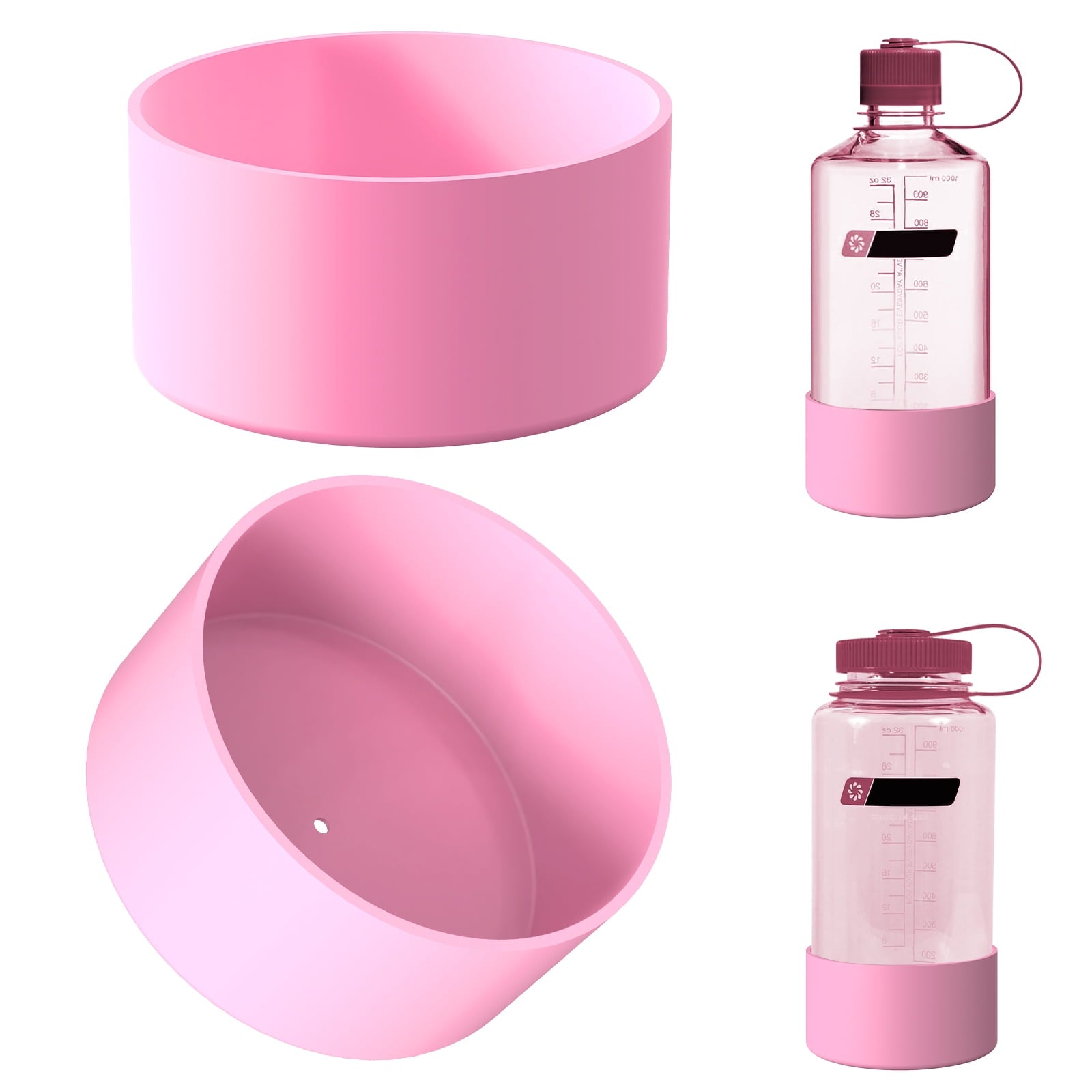 Linkidea 2 Pack Water Bottle Boot Compatible with Nalgene Sustain Wide Mouth 32oz/48oz, Narrow Mouth 32oz, Silicone Anti-Slip Bottle Bottom Bumper Protector (Light Pink) - NGQR