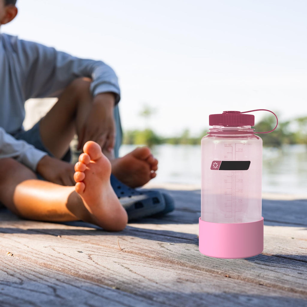 Linkidea 2 Pack Water Bottle Boot Compatible with Nalgene Sustain Wide Mouth 32oz/48oz, Narrow Mouth 32oz, Silicone Anti-Slip Bottle Bottom Bumper Protector (Light Pink) - NGQR