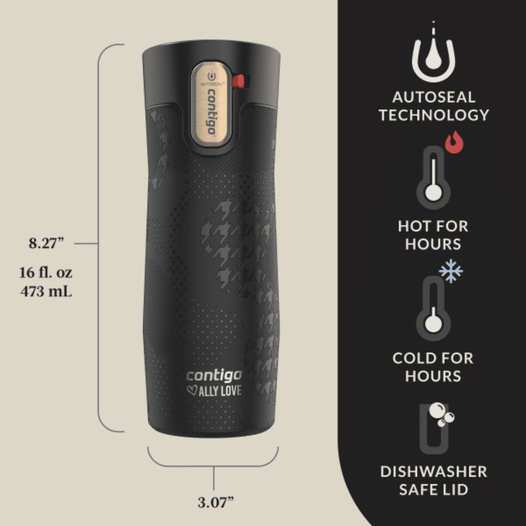 Contigo x Ally Love Autoseal West Loop Vacuum-Insulated Stainless Steel Travel Mug with Easy-Clean Lid, 16 oz, Stellar Jay - 3XKT