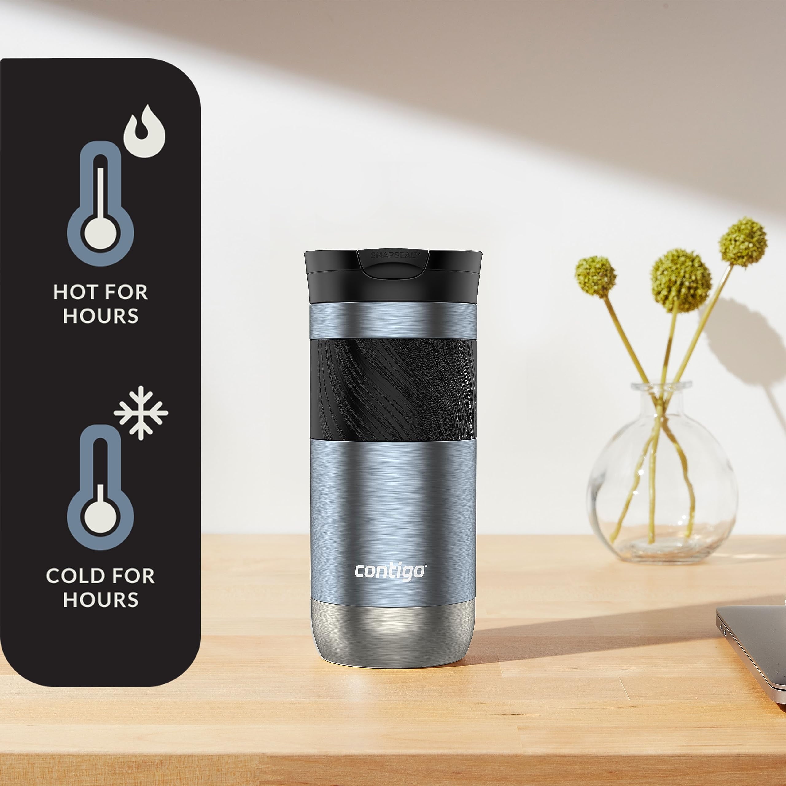 Contigo Byron 2.0 Stainless Steel Travel Mug with SNAPSEAL Lid and Grip, 16oz. - G3H7