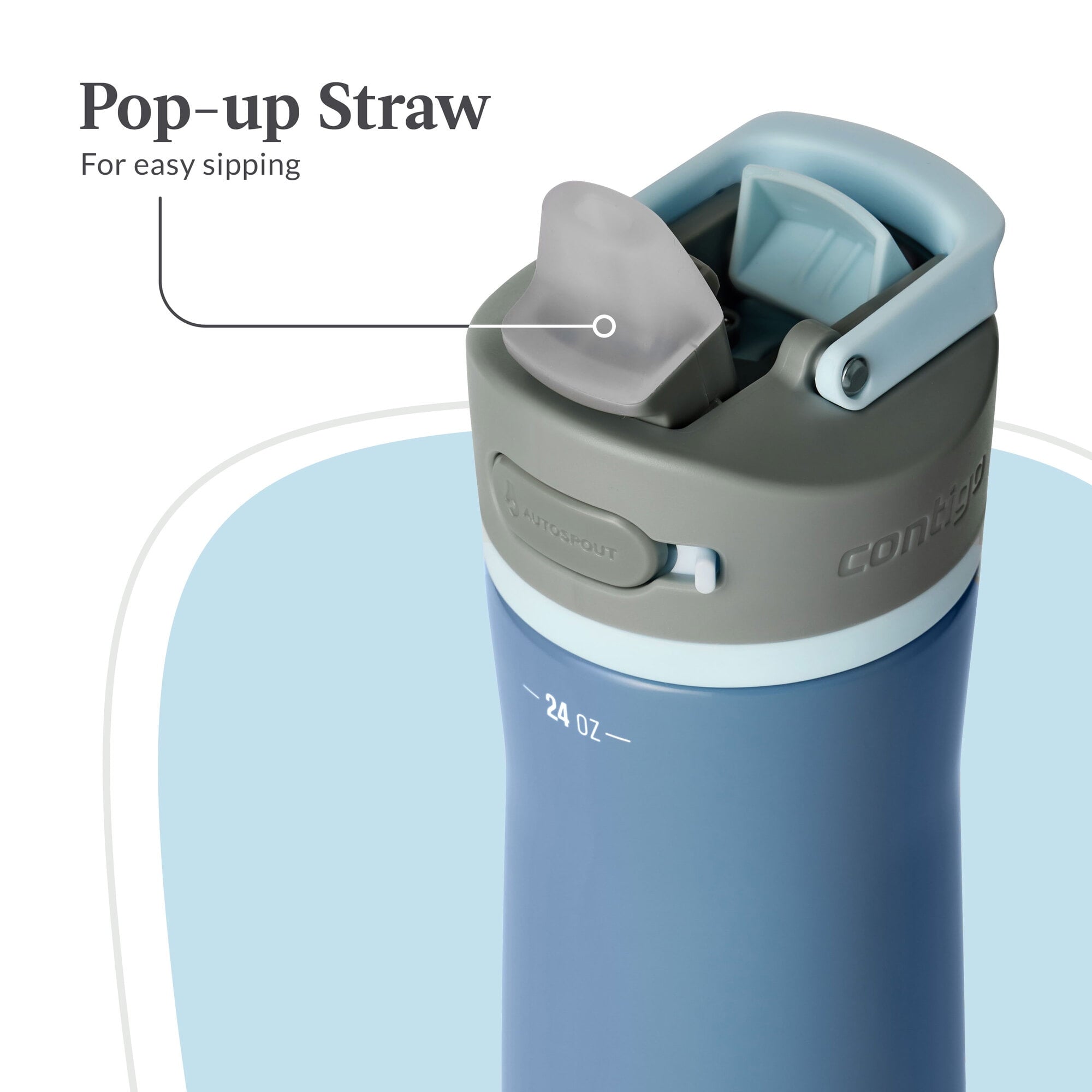 Contigo® Wells Chill Stainless Steel Filter Water Bottle with AUTOSPOUT® Straw Lid, 24 oz., Dark Ice - D89F