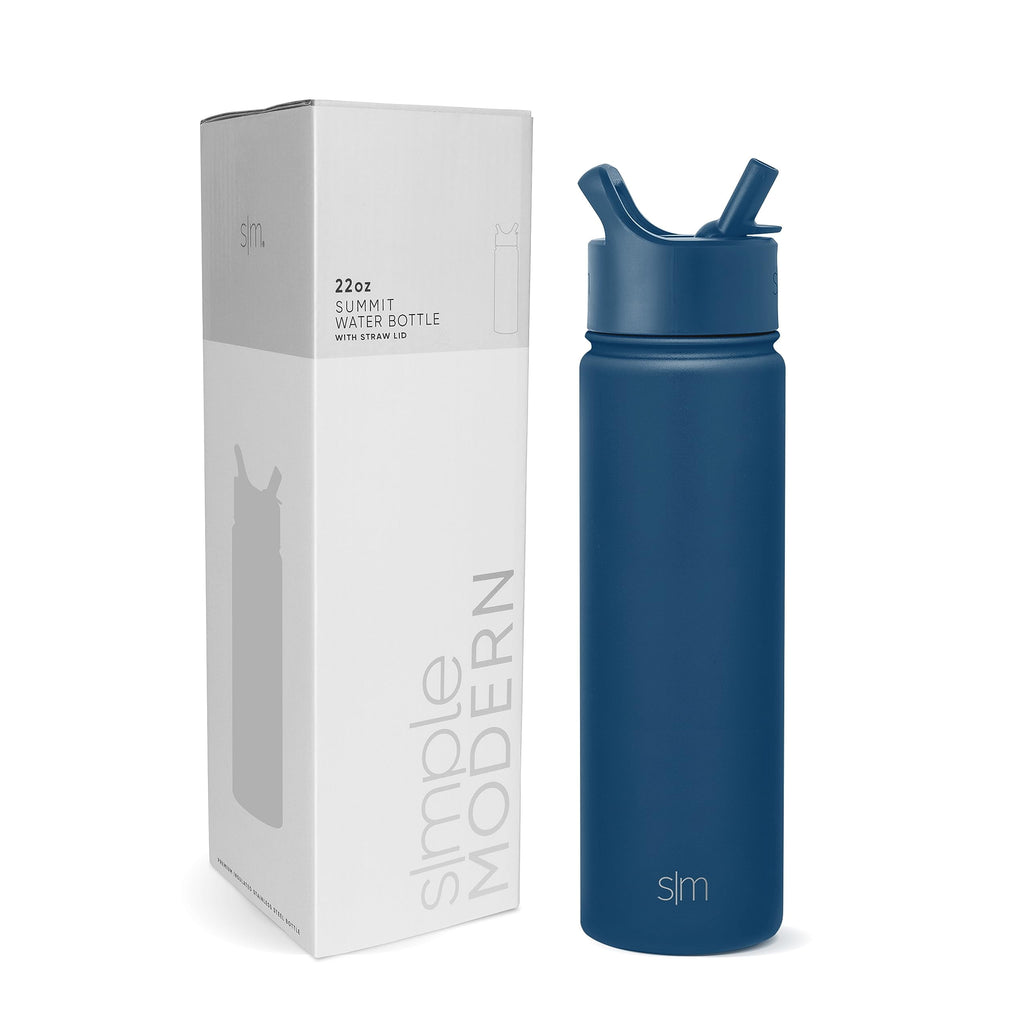 Simple Modern Water Bottle with Straw Lid Vacuum Insulated Stainless Steel Metal Thermos Bottles | Reusable Leak Proof BPA-Free Flask for School | Summit Collection | 22oz, Slumberland - EQGG