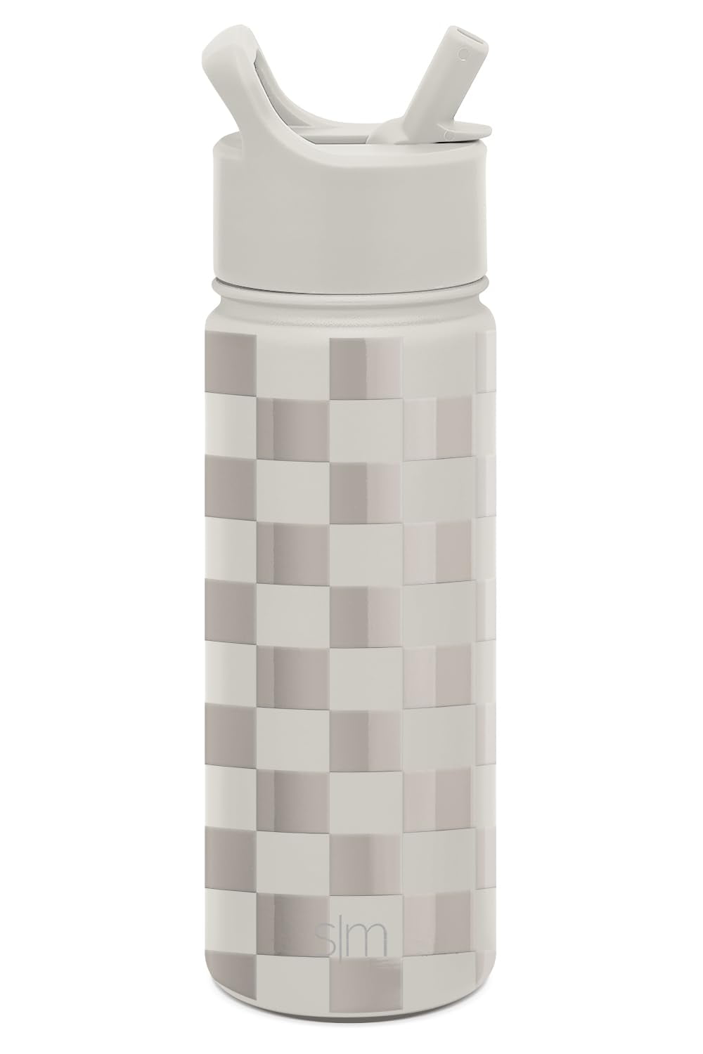 Simple Modern Kids Water Bottle with Straw Lid Vacuum Insulated Stainless Steel Metal Thermos Bottles | Reusable Leak Proof BPA-Free Flask for School | Summit Collection | 18oz, Checkmate - SKXQ