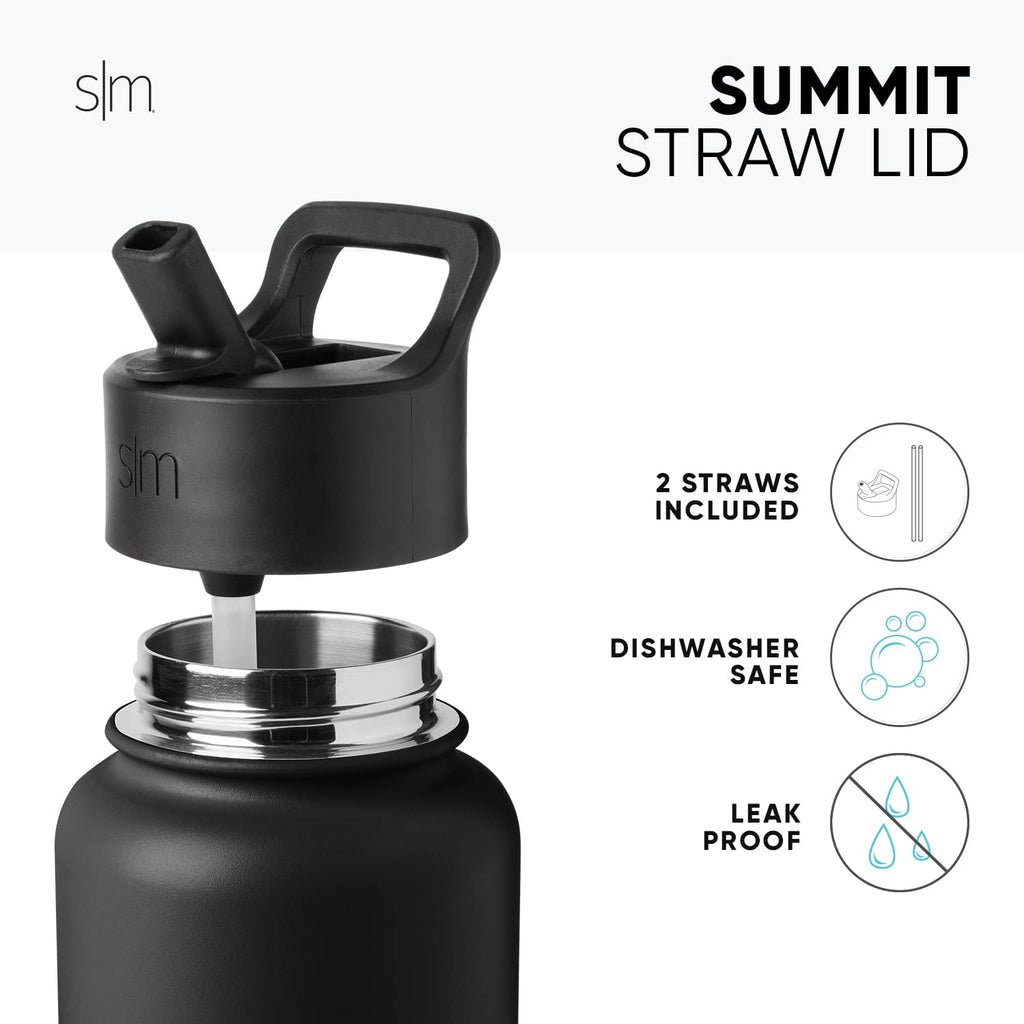 Simple Modern Kids Water Bottle with Straw Lid Vacuum Insulated Stainless Steel Metal Thermos Bottles | Reusable Leak Proof BPA-Free Flask for School | Summit Collection | 18oz, Checkmate - SKXQ
