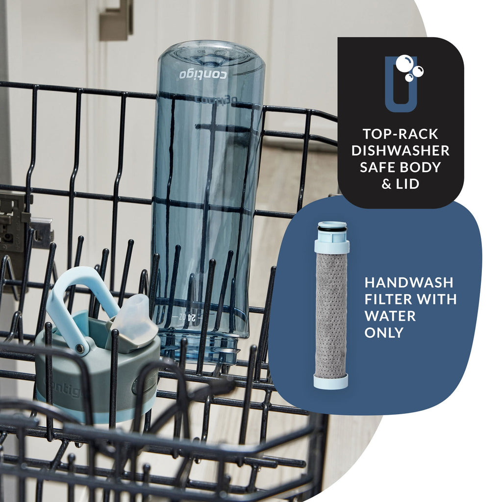 Contigo® Wells Plastic Filter Water Bottle with AUTOSPOUT® Straw Lid, 24 Oz., Dark Ice - 9TSX