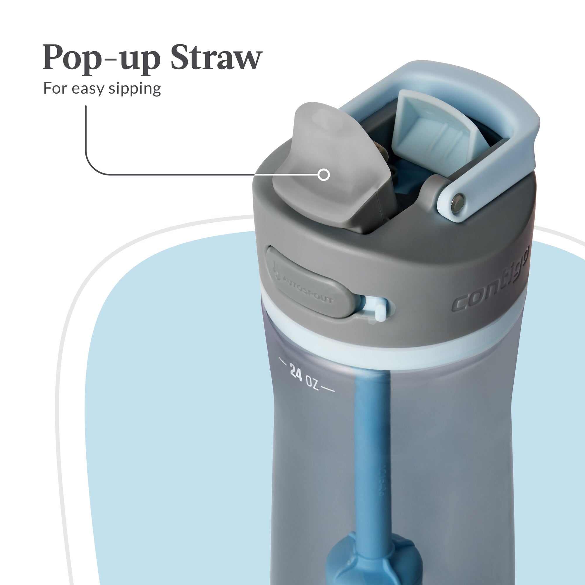 Contigo® Wells Plastic Filter Water Bottle with AUTOSPOUT® Straw Lid, 24 Oz., Dark Ice - 9TSX