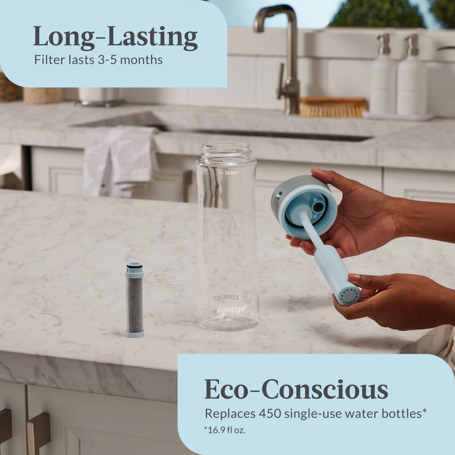 Contigo 24 oz. Wells Plastic Filter Water Bottle - Salt - DK3Y