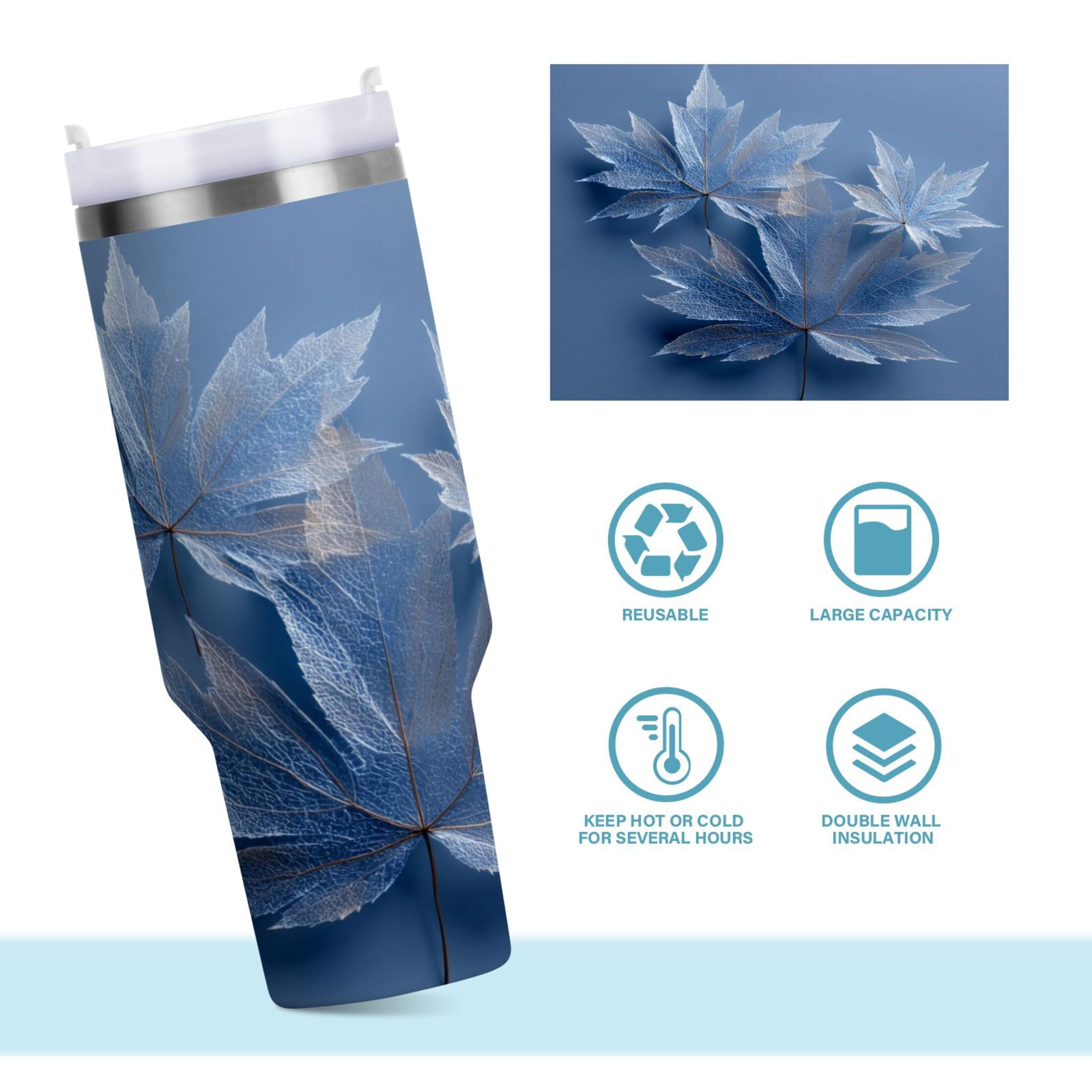 30 oz Insulated Stainless Steel Tumbler Double Wall Stainless Steel Tumbler with 2-Way Drinking Glass Mapleleaves - AAVF