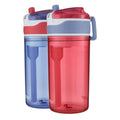 Contigo Kids 2-in-1 Snack Hero Tumbler Featuring 4oz Snack Holder Stacked on Top of 13oz Water Bottle - BPA Free, Durable Tritan w/Flexible Carry Handle &amp; Spill-Proof Valve, Purple &amp; Pink – 2 Pack - SS9G
