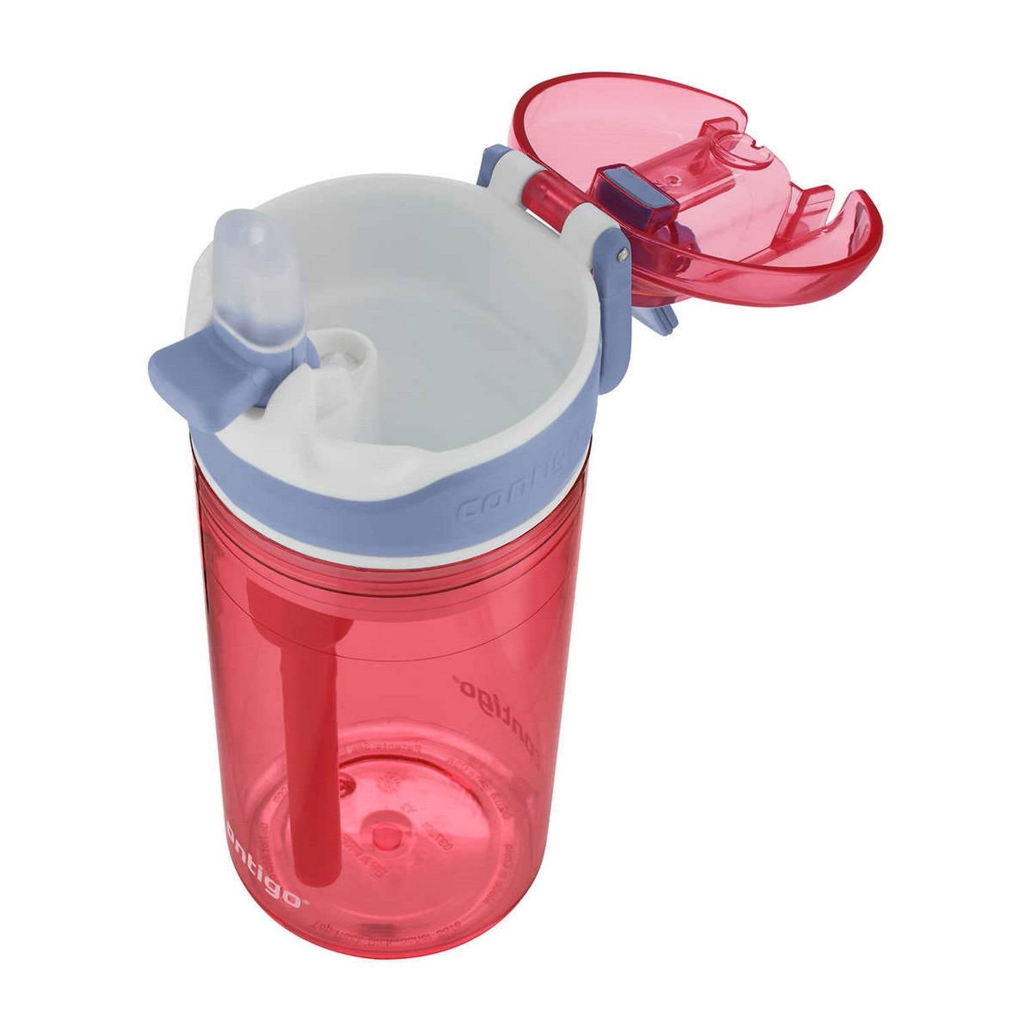Contigo Kids 2-in-1 Snack Hero Tumbler Featuring 4oz Snack Holder Stacked on Top of 13oz Water Bottle - BPA Free, Durable Tritan w/Flexible Carry Handle &amp; Spill-Proof Valve, Purple &amp; Pink – 2 Pack - SS9G
