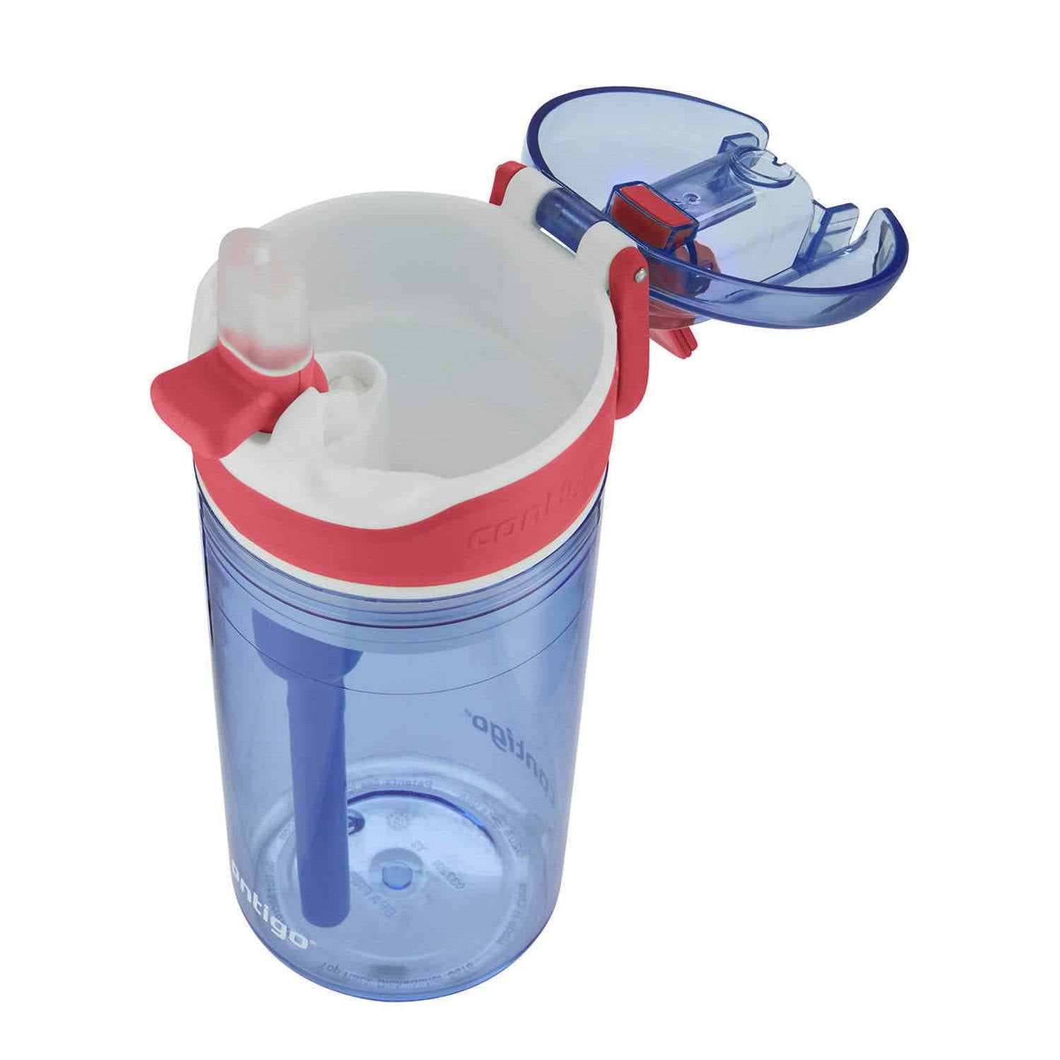 Contigo Kids 2-in-1 Snack Hero Tumbler Featuring 4oz Snack Holder Stacked on Top of 13oz Water Bottle - BPA Free, Durable Tritan w/Flexible Carry Handle &amp; Spill-Proof Valve, Purple &amp; Pink – 2 Pack - SS9G