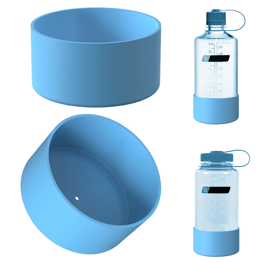 Linkidea 2 Pack Water Bottle Boot Compatible with Nalgene Sustain Wide Mouth 32oz/48oz, Narrow Mouth 32oz, Silicone Anti-Slip Bottle Bottom Bumper Protector (Blue) - UE7X