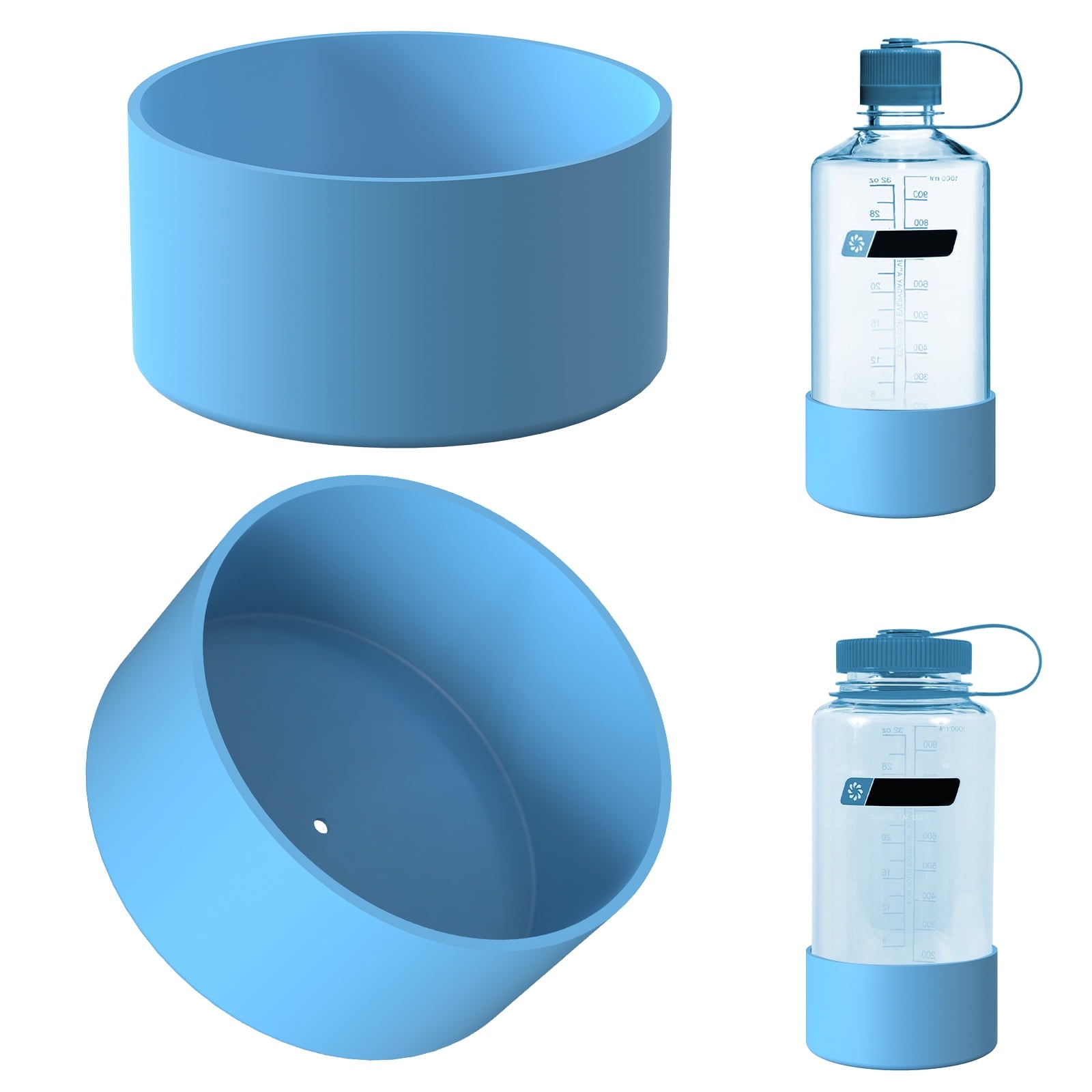 Linkidea 2 Pack Water Bottle Boot Compatible with Nalgene Sustain Wide Mouth 32oz/48oz, Narrow Mouth 32oz, Silicone Anti-Slip Bottle Bottom Bumper Protector (Blue) - UE7X